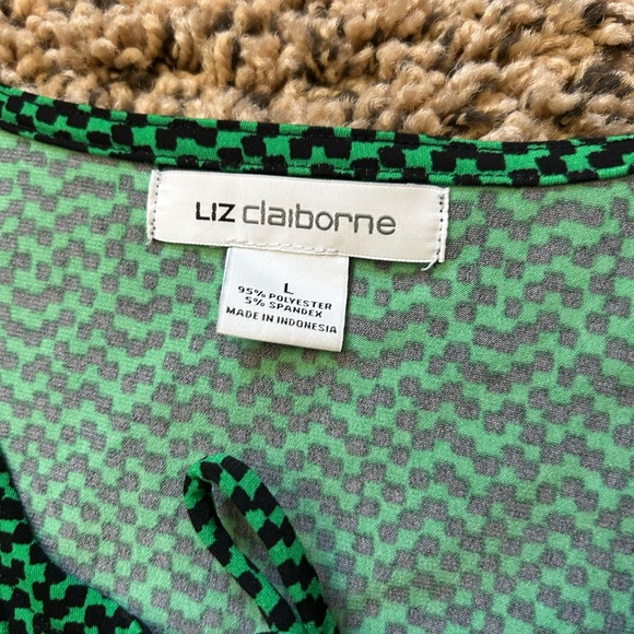 Liz Claiborne long sleeve women’s blouse.  Size L.  Polyester/spandex. - Picture 2 of 3